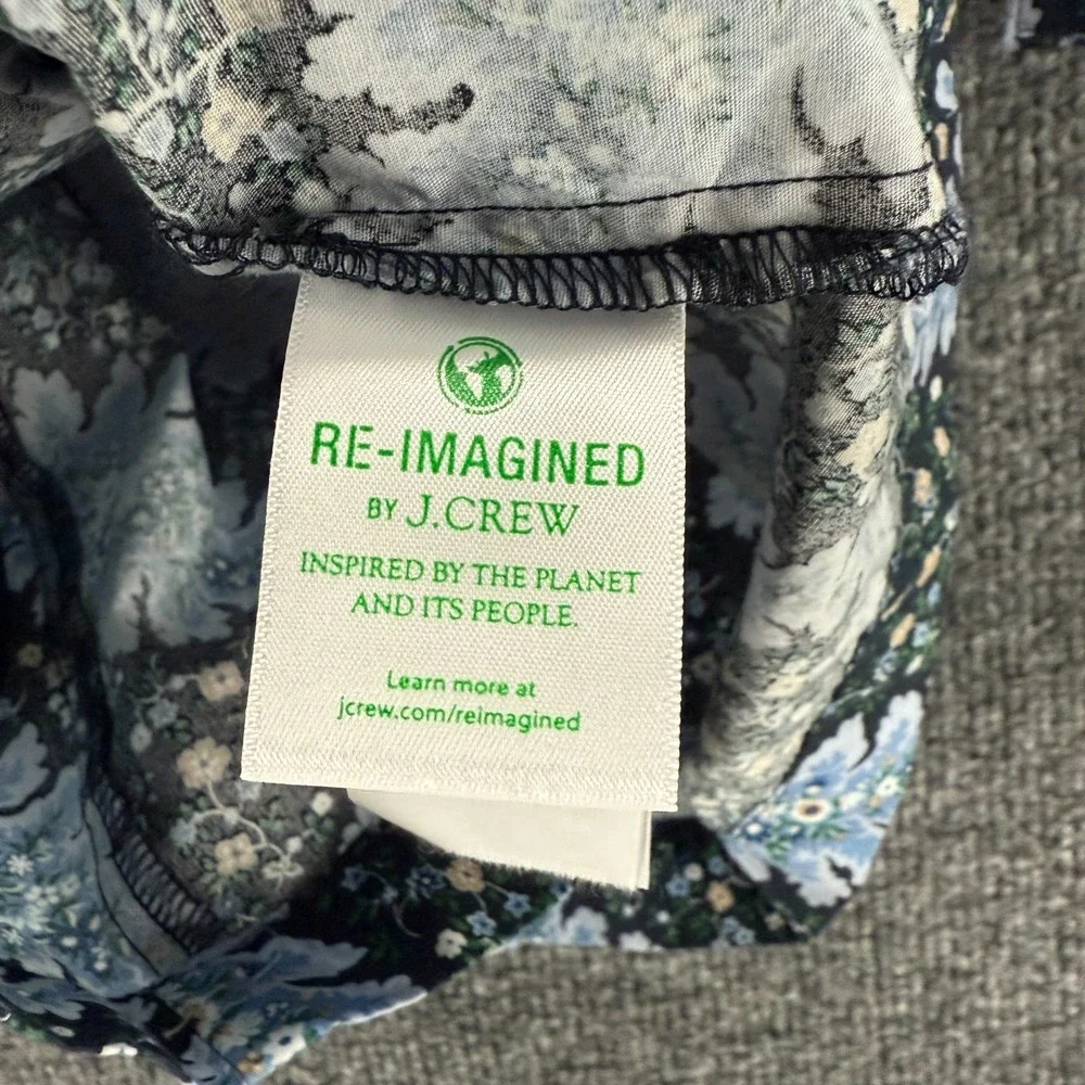 J Crew 90s Top Womens M‎ Blue Floral Babydoll Romantic Fairy Cottage Boho Casual